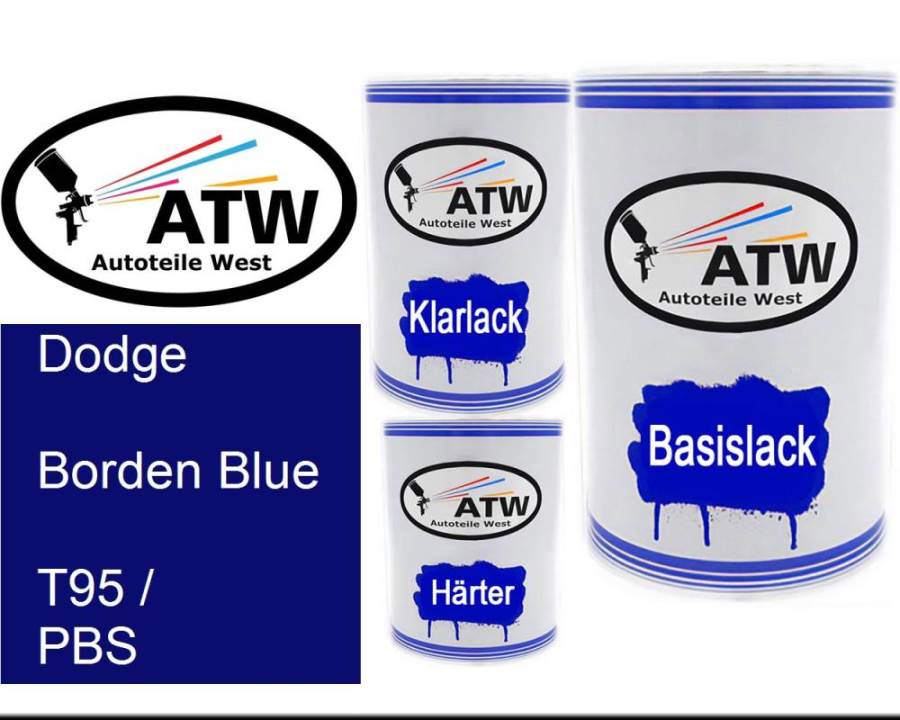 Dodge, Borden Blue, T95 / PBS: 500ml Lackdose + 500ml Klarlack + 250ml Härter - Set, von ATW Autoteile West.